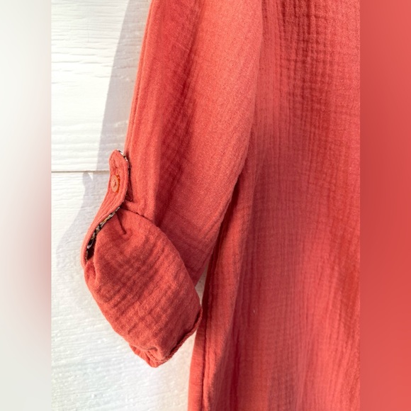 Anthropologie cotton orange top. Size small. - Picture 4 of 6